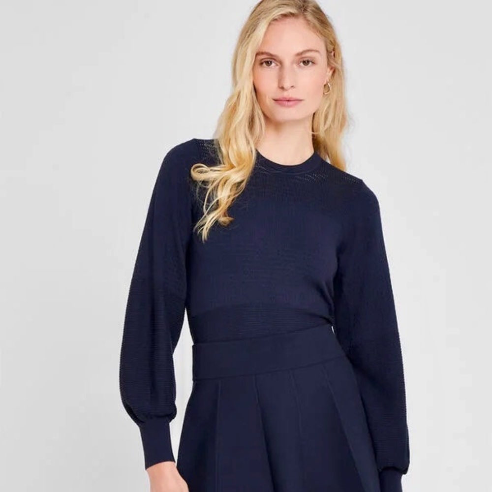 💙 IN SEARCH OF 💙 Club Monaco Textured Crew Sweater size Large in Navy